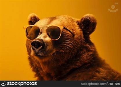 Eye protection on fleek A black bear rocking a pair of shades, providing both style and UV protection. Great for wilderness and wildlife concepts. AI Generative.
