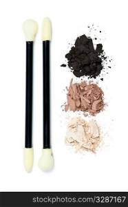 Eye shadow makeup applicators with crushed loose powder cosmetics