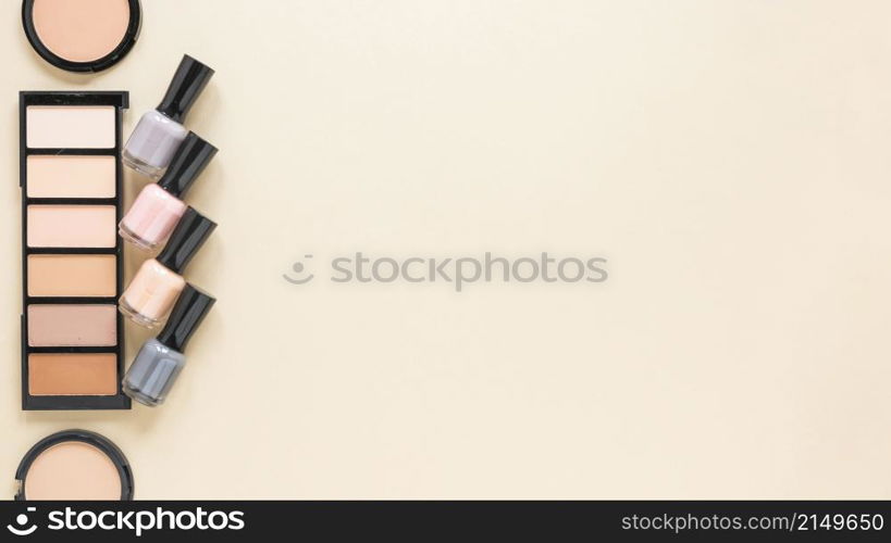 eye shadows with nail polish table