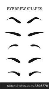 Eyebrows shapes Set. Various types of eyebrows. Makeup tips. Eyebrow shaping for women.Different thickness of brows.. Eyebrows shapes Set. Various types of eyebrows. Makeup tips. Eyebrow shaping for women.