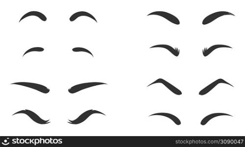 Eyebrows shapes Set. Various types of eyebrows. Makeup tips. Eyebrow shaping for women. Vector illustration. Eyebrows shapes Set. Various types of eyebrows. Makeup tips. Eyebrow shaping for women.