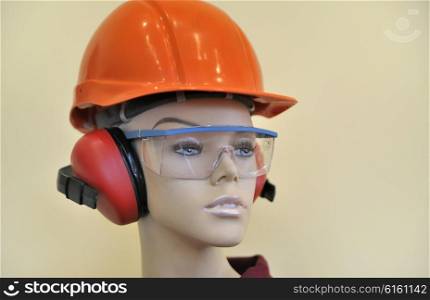 eyewear and helmet on mannequin
