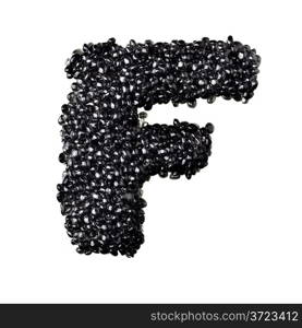 F - Alphabet made from black caviar