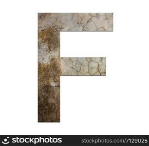f letter cracked cement texture isolate