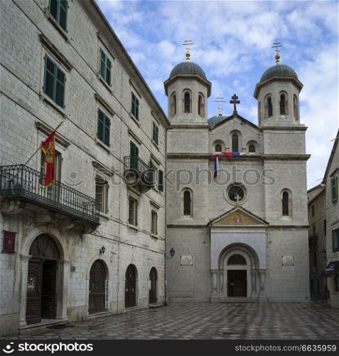 Faade of Church of St. Nicholas, Kotor, Bay of Kotor, Montenegro
