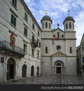 Faade of Church of St. Nicholas, Kotor, Bay of Kotor, Montenegro