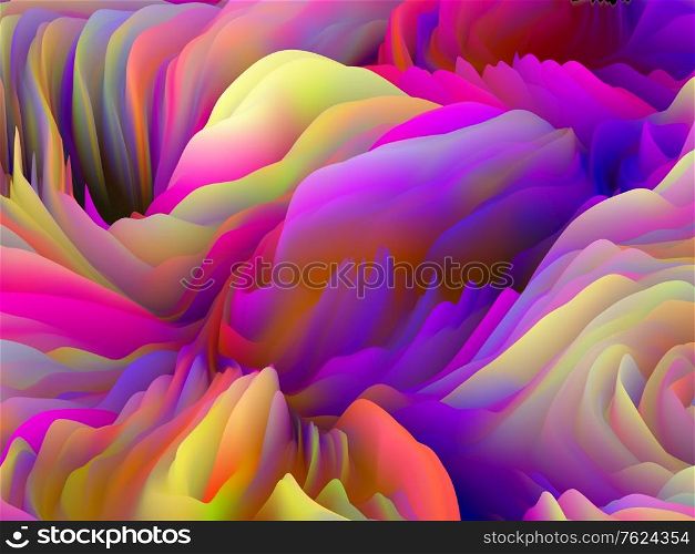 Fabric of Sines. Dimensional Wave series. Arrangement of Swirling Color Texture. 3D Rendering of random turbulence on the subject of art, creativity and design