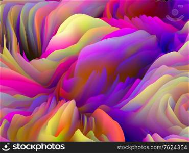 Fabric of Sines. Dimensional Wave series. Arrangement of Swirling Color Texture. 3D Rendering of random turbulence on the subject of art, creativity and design
