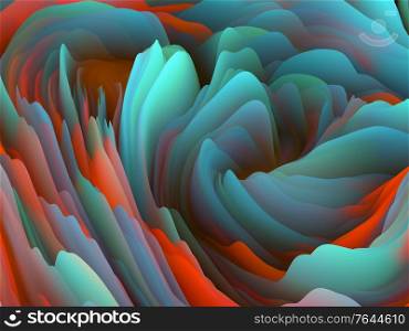 Fabric of Sines. Dimensional Wave series. Artistic background made of Swirling Color Texture. 3D Rendering of random turbulence for projects on art, creativity and design