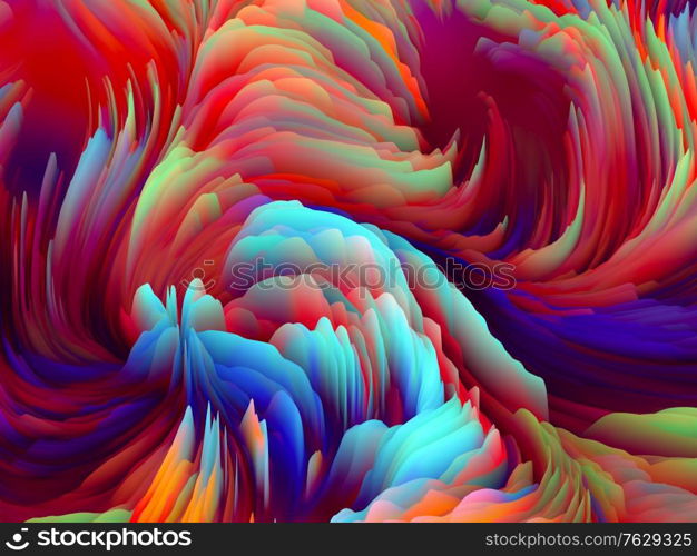 Fabric of Sines. Dimensional Wave series. Backdrop design of Swirling Color Texture. 3D Rendering of random turbulence for works on art, creativity and design