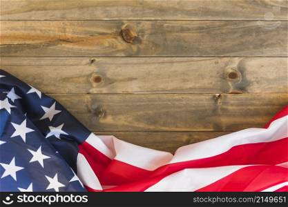 fabric us flag wooden surface