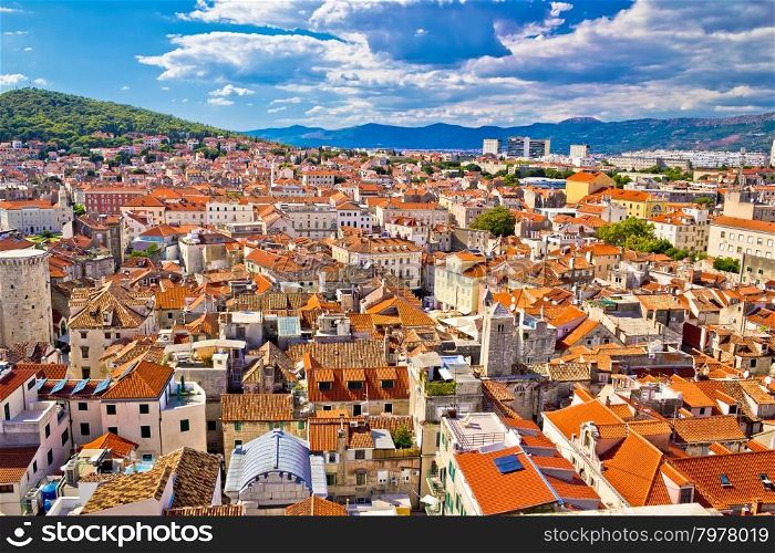 Fabulous old Split rooftops view, UNESCO site in Croatia