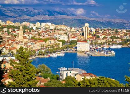 Fabulous Split waterfront aerial panorama, Dalmatia, Croatia