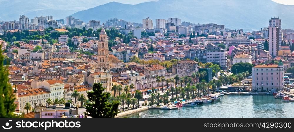 Fabulous Split waterfront aerial panorama, Dalmatia, Croatia