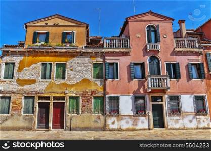 facade houses in the old town in Venice Italy