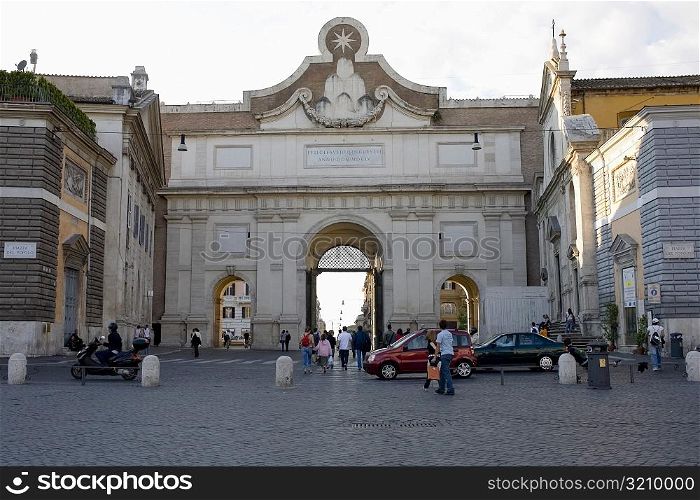 Facade of a building, Porta del Popolo, Piazza del Popolo, Rome, Italy