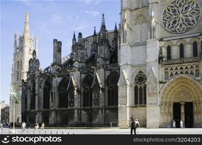 Facade of a church, Bordeaux Cathedral, Tour Pey Berland, Bordeaux, Aquitaine, France
