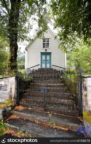 Facade of a church, Granvinsvatnet, Granvin, Hordaland County, Norway