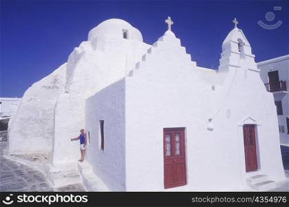 Facade of a church, Santorini, Cyclades Islands, Greece