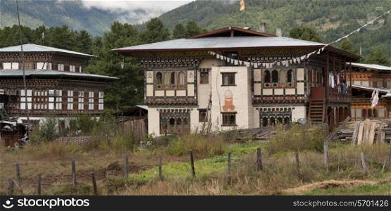 Facade of a monastery, Chokhor Valley, Bumthang District, Bhutan