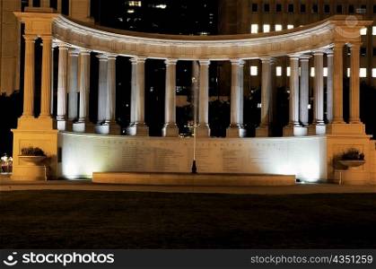 Facade of a monument at night, Millennium Monument, Chicago, Illinois, USA
