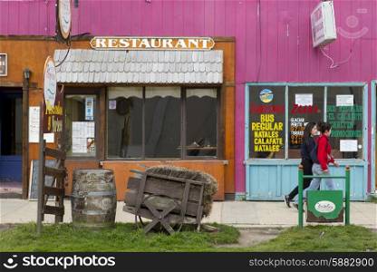 Facade of a restaurant, Puerto Natales, Patagonia, Chile