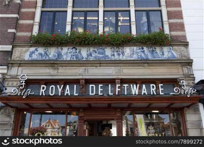 Facade of a souvenir shop in Delft, Netherlands