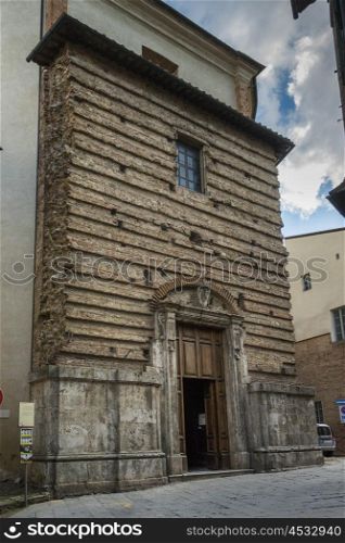 Facade of an old building, Montepulciano, Siena, Tuscany, Italy