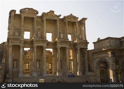 Facade of an old library, Celsus Library, Ephesus, Turkey