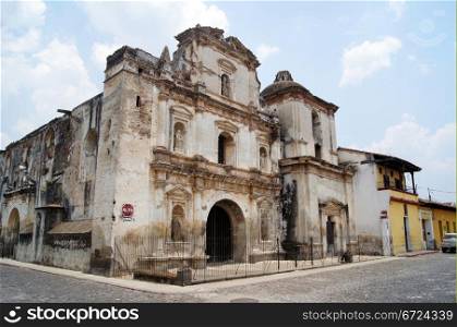 Facade of church of capuchin convent in Antigua Guatemala