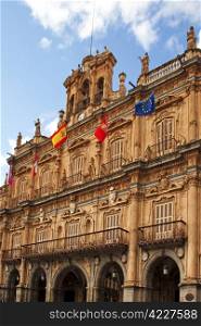 "Facade of city hall on " Plaza Mayor" in Salamanca (Spain)"