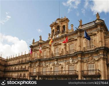 "Facade of city hall on square "Plaza Mayor" in Salamanca (Spain)"
