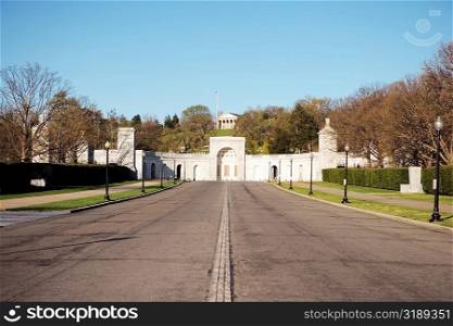 Facade of entrance to Arlington National Cemetery, Arlington, Virginia, USA