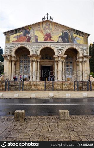Facade of Gethsemane church in Jerusalem, Israel