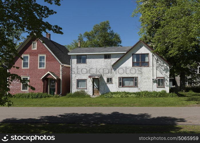 Facade of houses, Victoria, Prince Edward Island, Canada