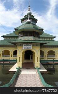 Facade of Jamik Al-Ihsan mosque in Gasang near Maninjau lake, Indonesia