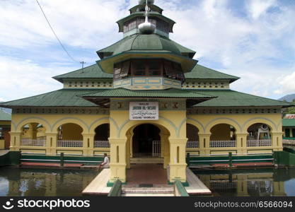 Facade of Jamik Al-Ihsan mosque near Maninjau lake, Indonesia