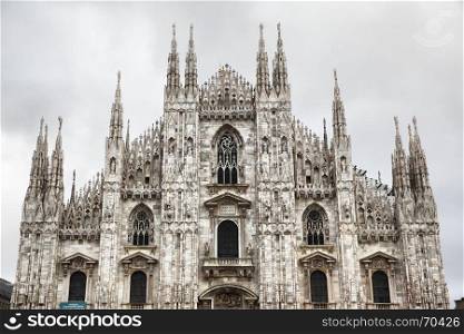 Facade of Milan Cathedral (Duomo di Milano) in Italy