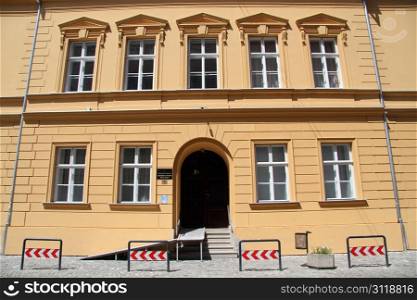 Facade of old office building in Osijek, Croatia