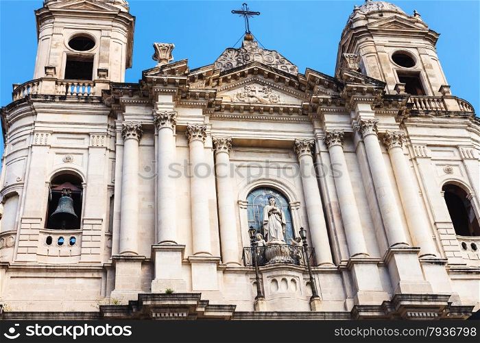 facade of Saint Francis of Assisi Nigh the Immaculate church in Catania city, Sicily, Italy