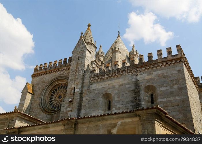 Facade of the Cathedral of Evora, Portugal