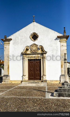 Facade of the Chapel of Our Lady of Sorrows, built in the 18th century, in the historical town of Tentugal, Coimbra, Portugal