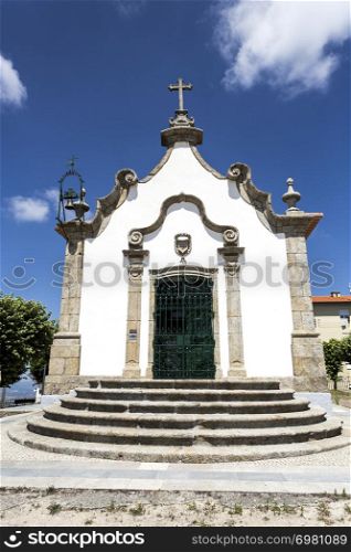 Facade of the Chapel of the Lord of the Calvary, built in the nineteenth century in rococo architecture in Gouveia, Beira Alta, Portugal