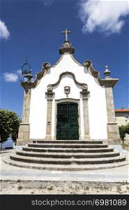 Facade of the Chapel of the Lord of the Calvary, built in the nineteenth century in rococo architecture in Gouveia, Beira Alta, Portugal