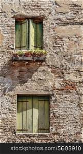 Facade of the old Italian house in Venice