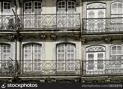 Facade of the Old Portuguese House, Vintage Style Toned Picture