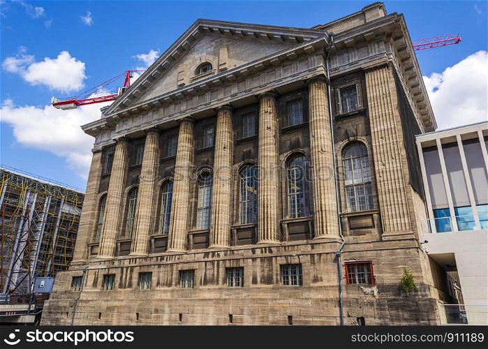 Facade of the Pergammonmuseum in Berlin. The Pergammon Museum holds a world exhibition of Greek, Roman, Babilonian and Oriental art.. Facade of the Pergammonmuseum in Berlin.