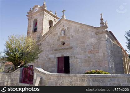 Facade of the pre-Romanesque Church of St Mary of Visitation (Santa Maria da Visitacao) in the village of Castro Laboreiro, Northern Portugal