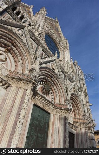 Facade of the Siena cathedral, Tuscany, Italy