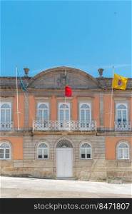 Facade of the town hall building of Arcos de Valdevez at the Praca do Municipio. Arcos de Valdevez, Viana do Castelo Portugal.